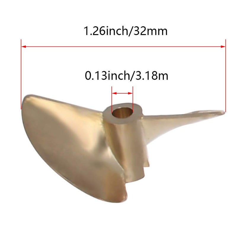 Fielect 2 Blades CCW Propeller for Ship Model Rc Boat Propeller Model Golden Brass Paddle 32mm Diameter 1.4 Pitch 3.18mm Hole Dia - Image 2